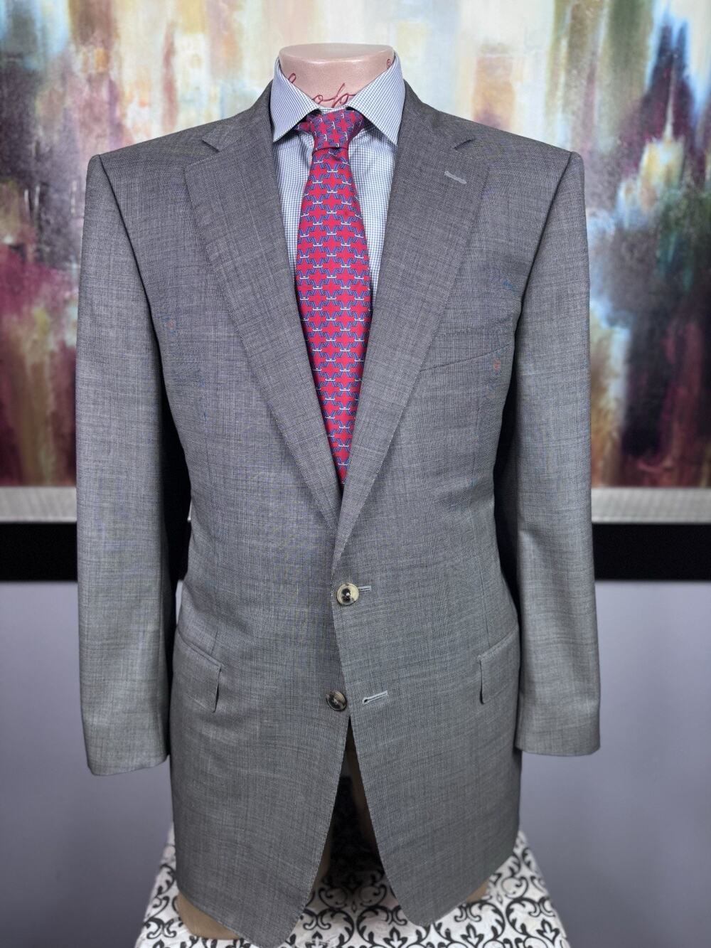 $4995 Zegna 15milmil15 Su Misura Gray Nailshead Blazer IT 56L Fits US 44L Roma